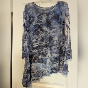 Elegant Blue Patterned Women's Tunic